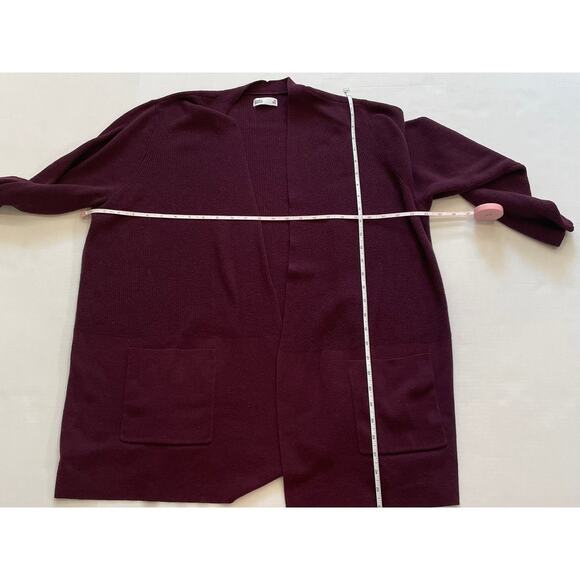 Croft & Barrow Cotton Blend Long Open Cardigan, Burgundy Red, Pockets, Size 2X - Picture 9 of 11